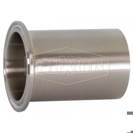 Dixon Light Duty Clamp Ferrule, 8 in Nominal, Clamp x Weld End Style, 316L SS, Domestic 14WLMP-R800